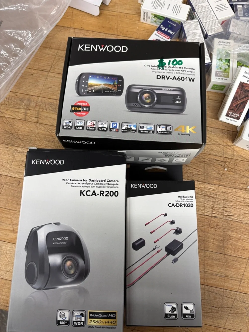 Kenwood DRV-A601W Dash Camera Bundle in Black and Silver